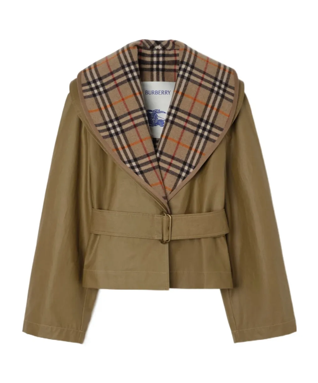 Burberry Check Warmer Belted Cropped Jacket