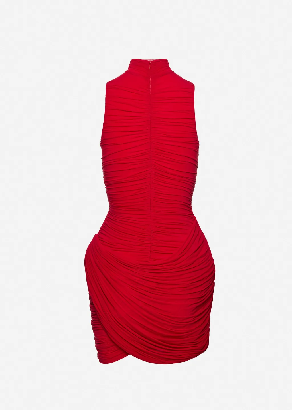 High-Neck Draped Mini Dress