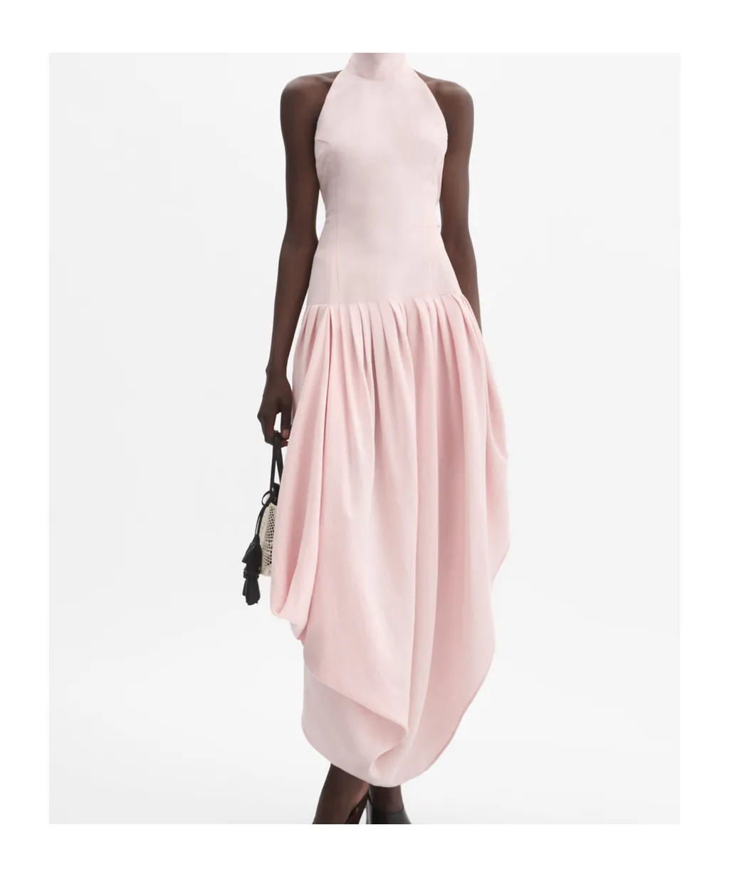 Halterneck Draped Dress