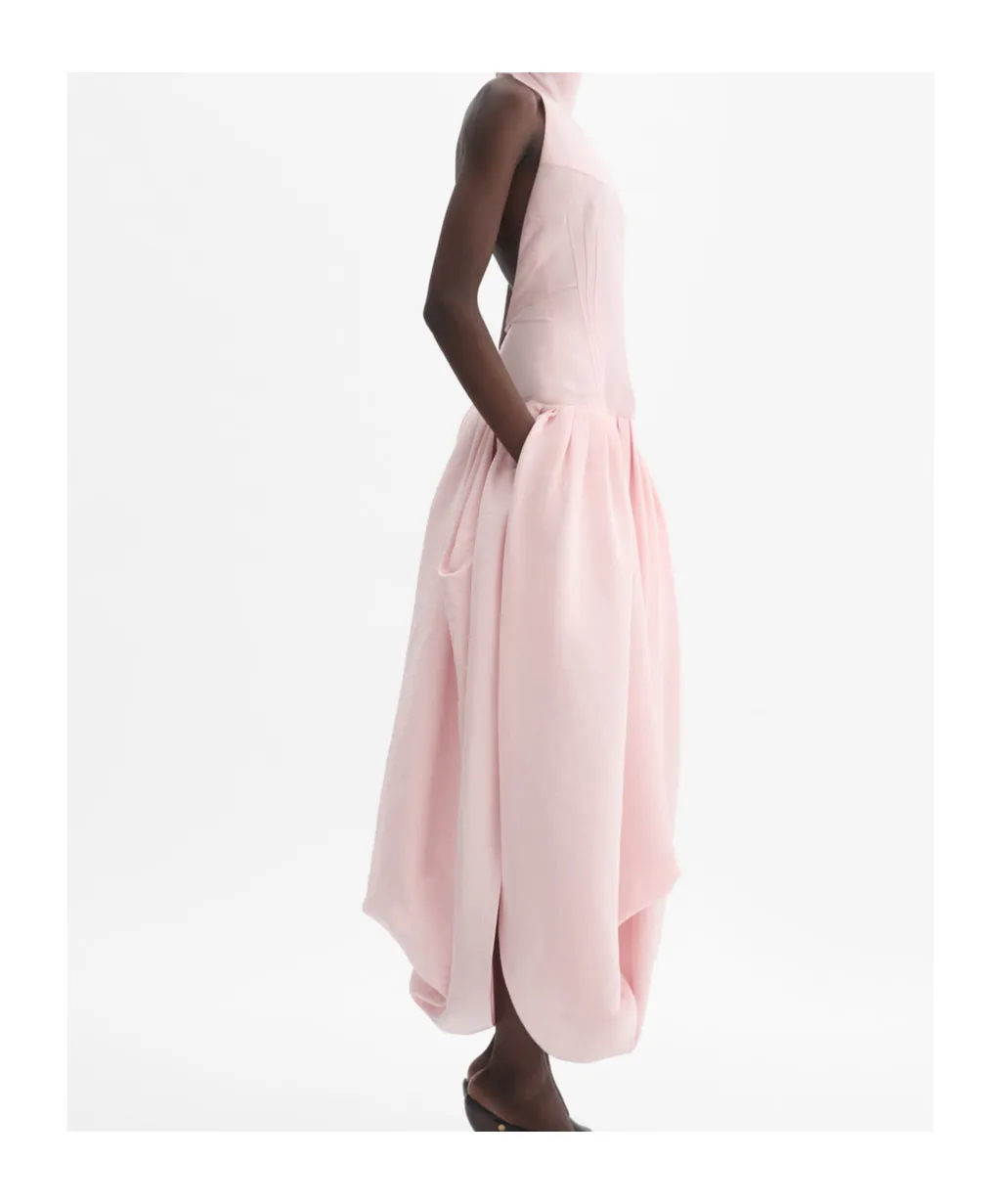 Halterneck Draped Dress