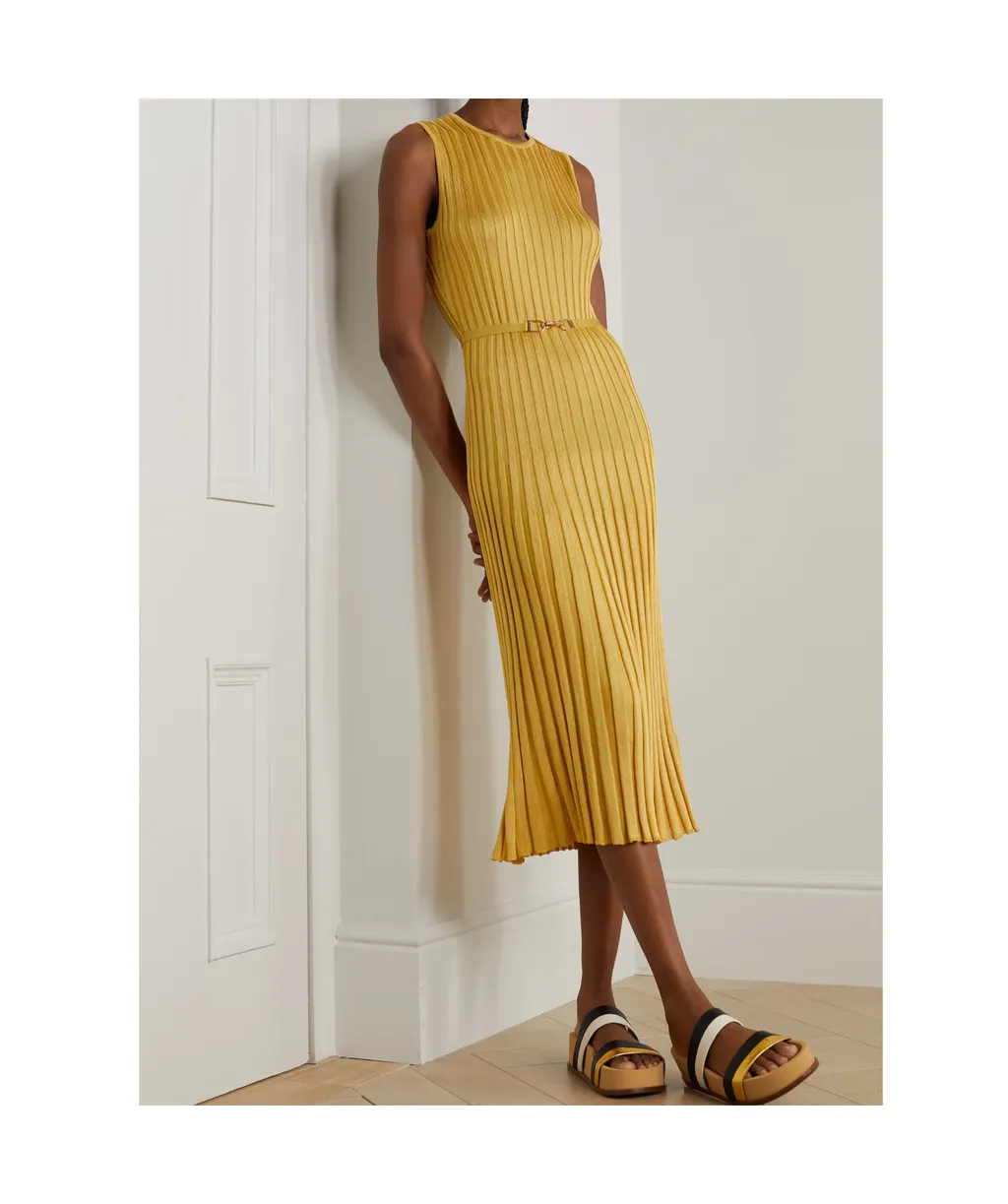 Maier Ribbed-Knit Silk Midi Dress