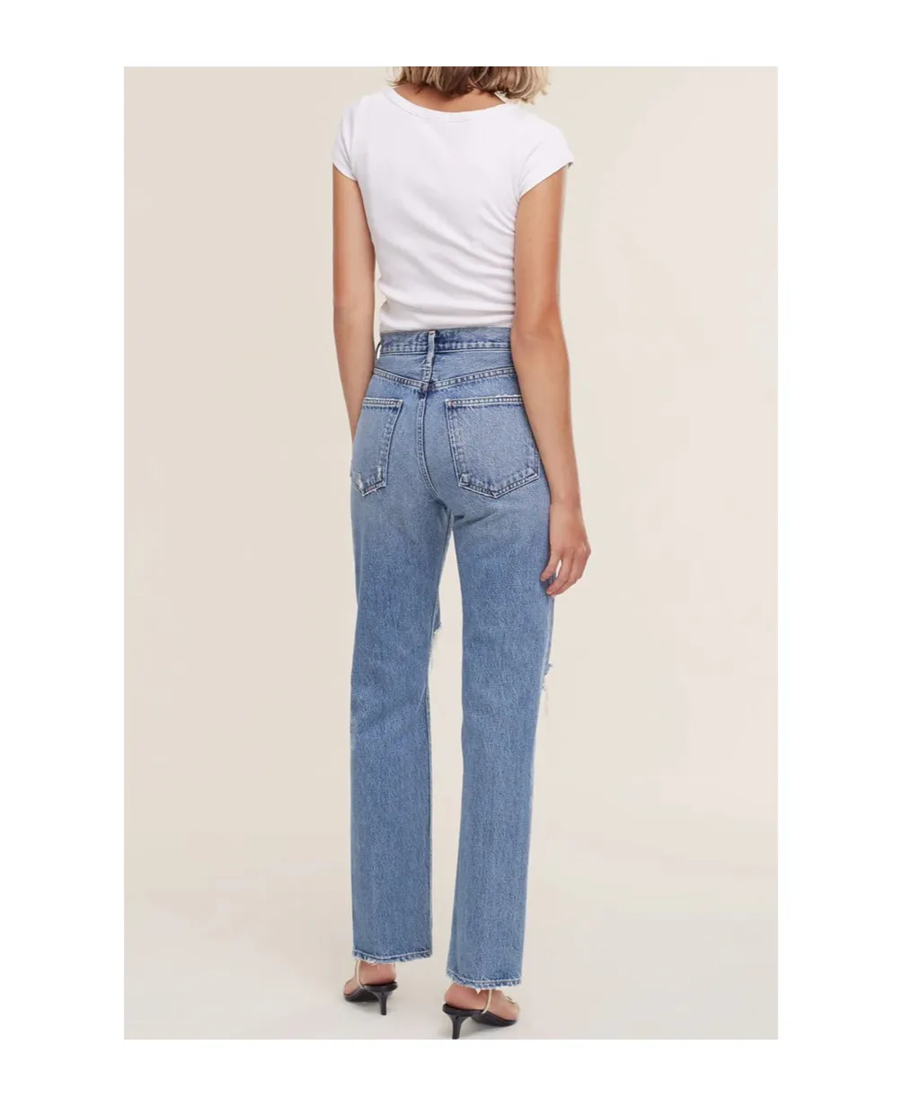 Lana Distressed Mid-Rise Jeans