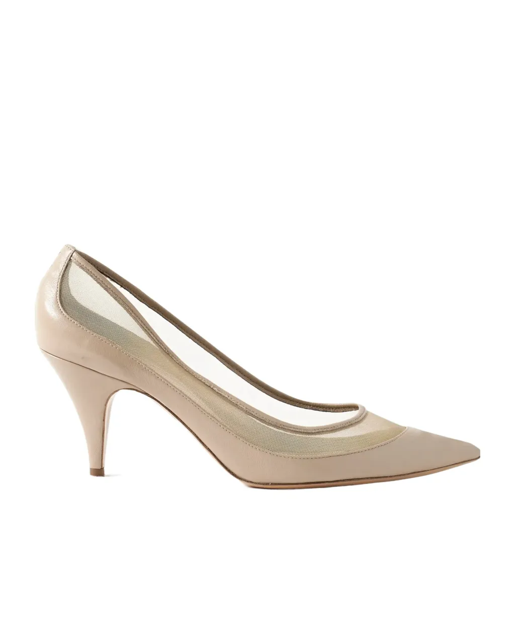 The River 75Mm Mesh-Panel Leather Pumps