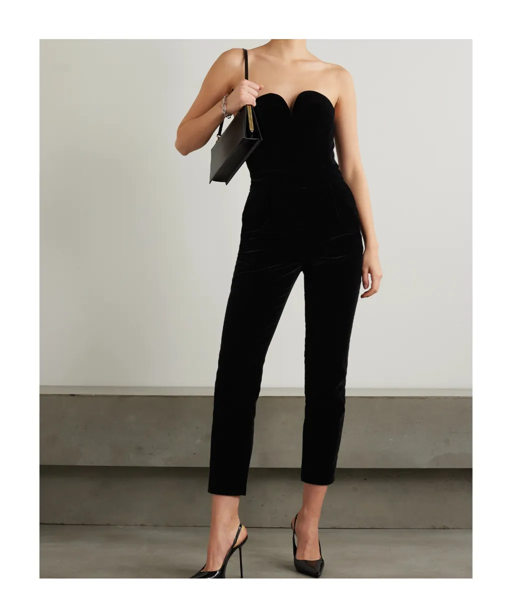 Clyde Strapless Velvet Jumpsuit
