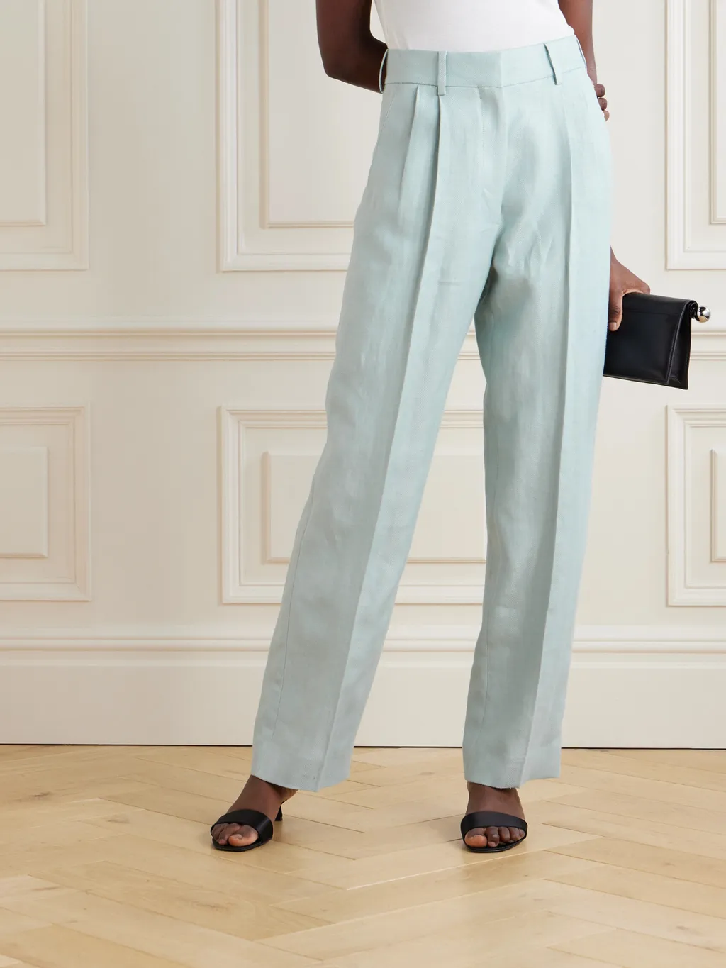 Pleated Straight-Leg Pants