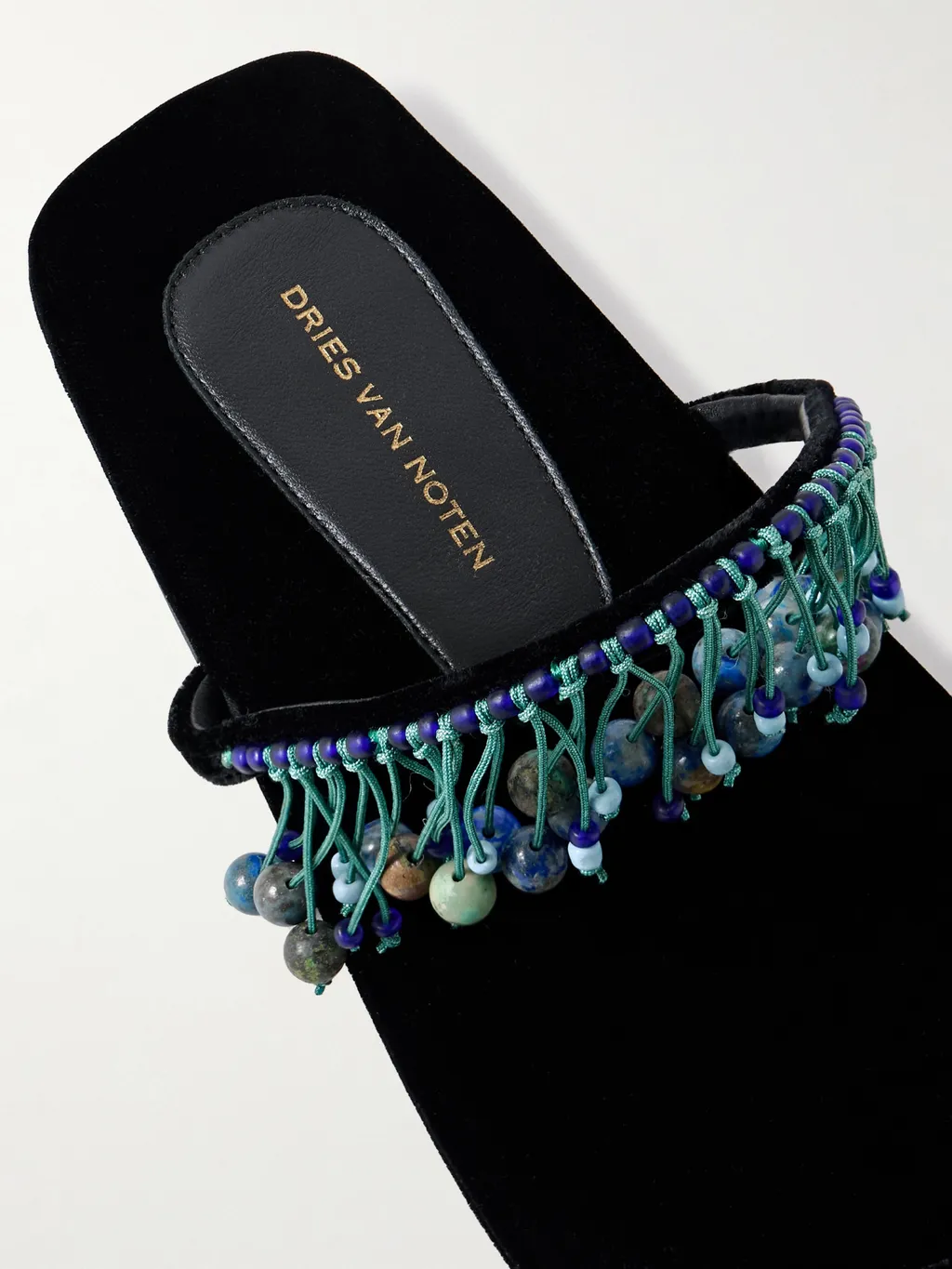Tassel Beaded Velvet Sandals
