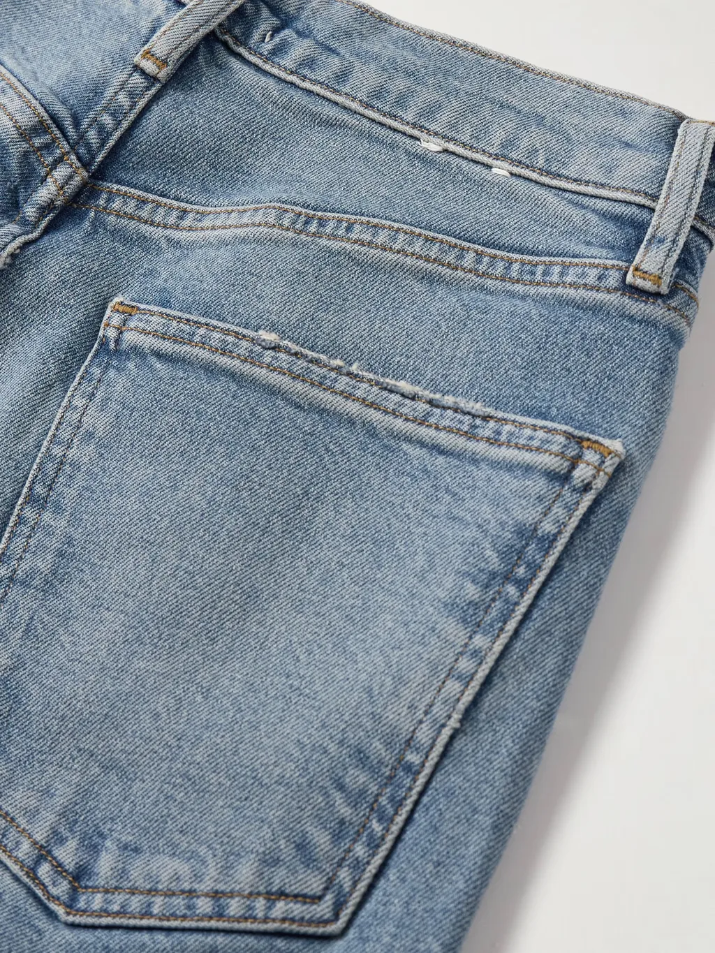 Raw-Edge Straight-Leg Denim Trousers