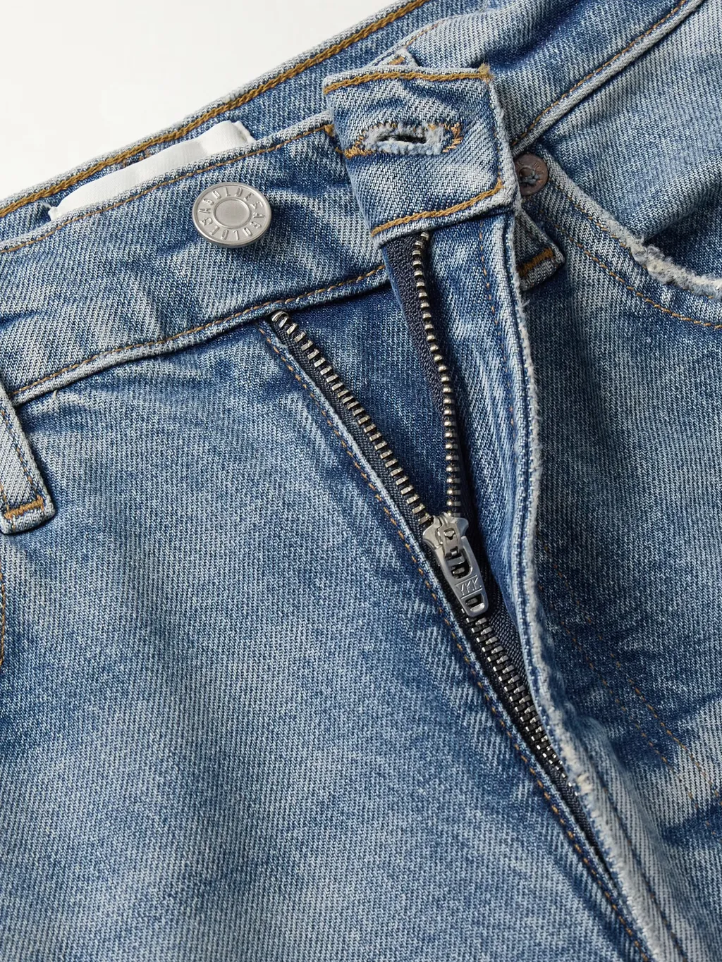 Raw-Edge Straight-Leg Denim Trousers