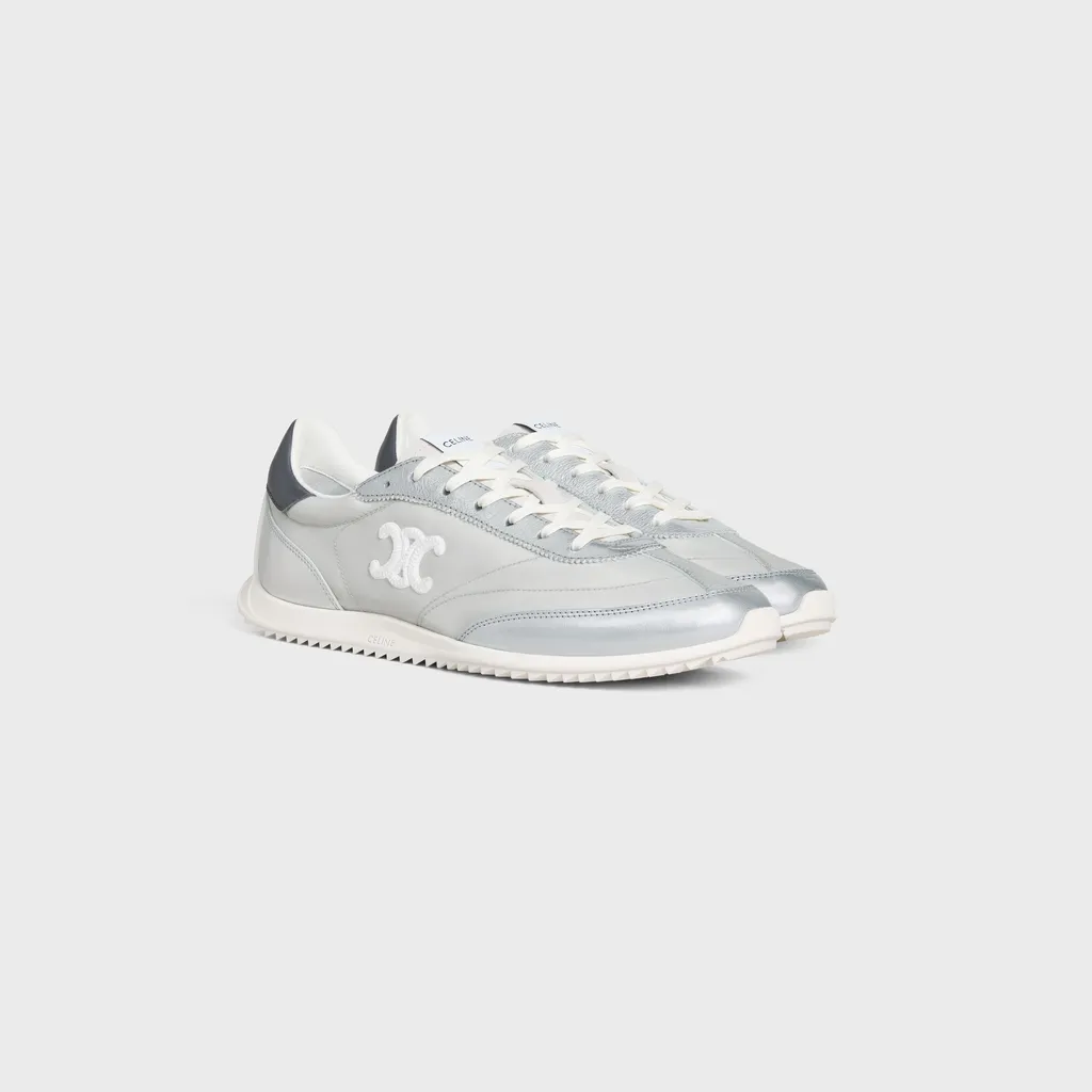 Celine Racer - Low Top Sneaker With Triomphe In Nylon, Laminated Calfskin And Calfskin