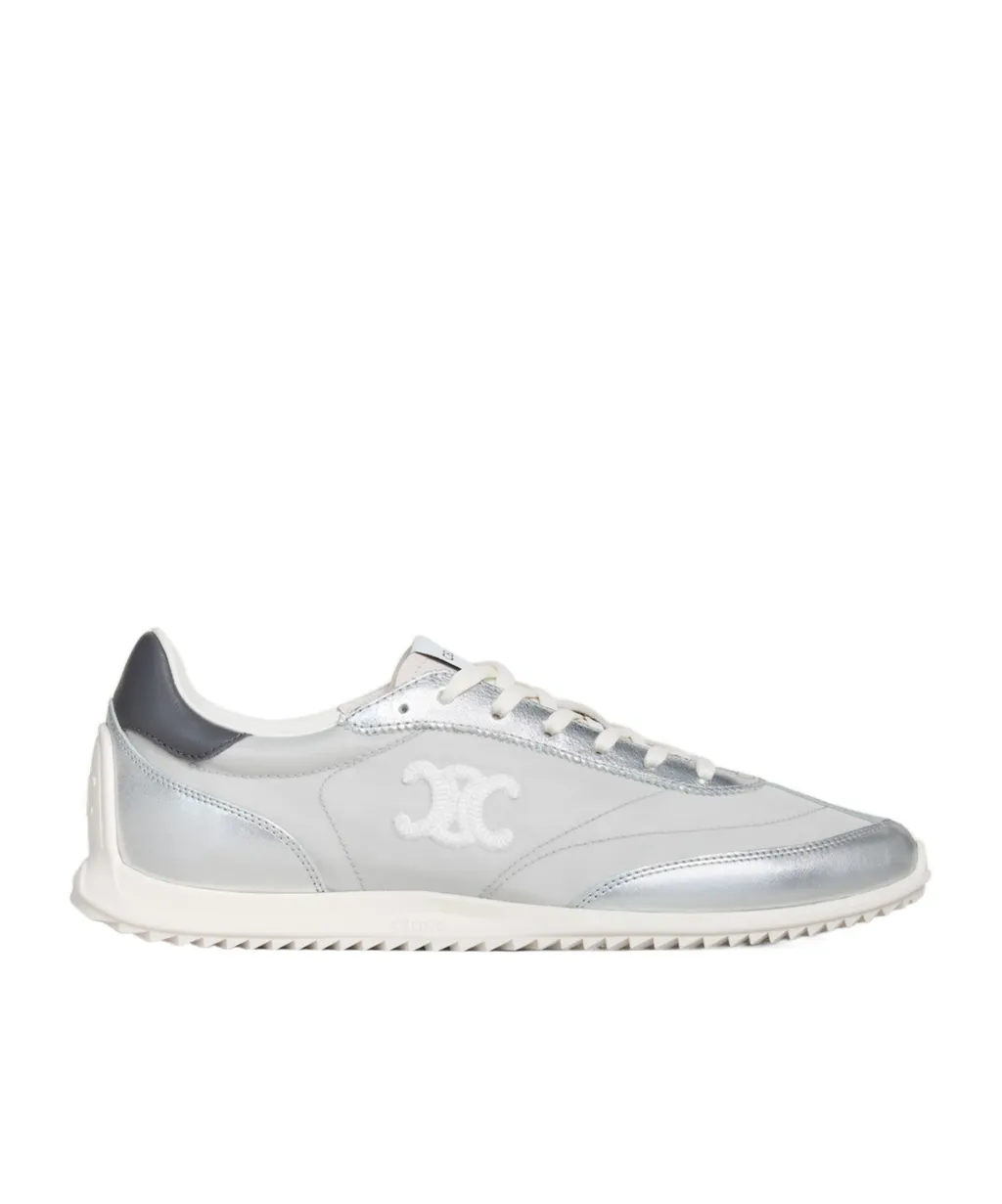 Celine Racer - Low Top Sneaker With Triomphe In Nylon, Laminated Calfskin And Calfskin