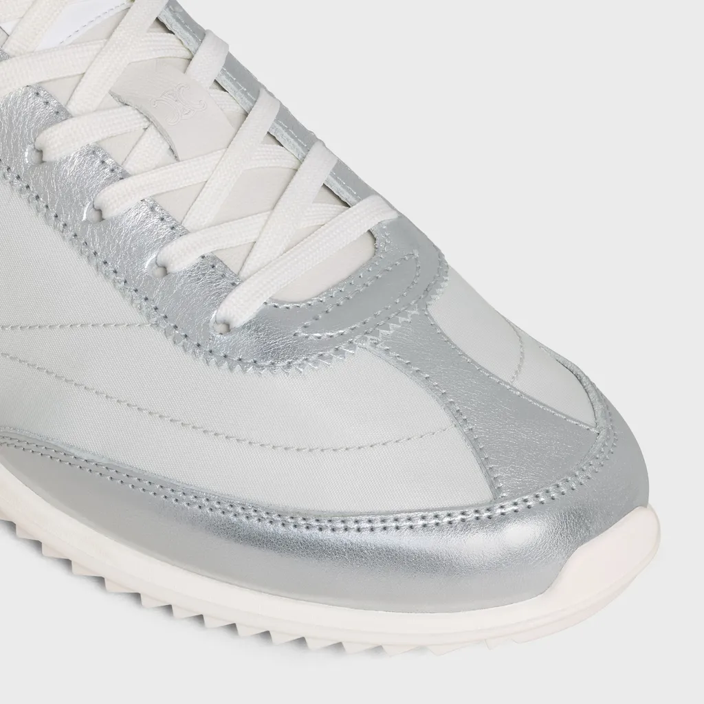 Celine Racer - Low Top Sneaker With Triomphe In Nylon, Laminated Calfskin And Calfskin