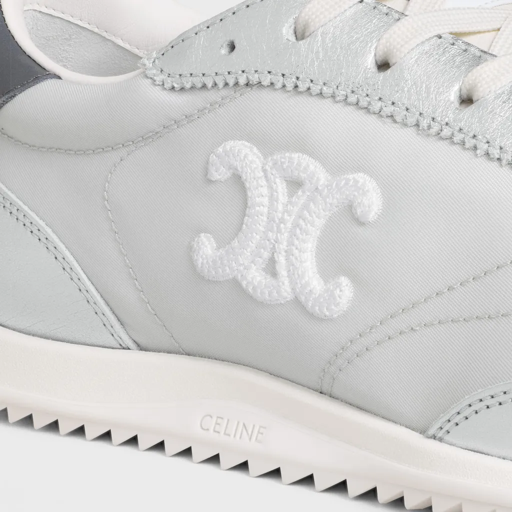 Celine Racer - Low Top Sneaker With Triomphe In Nylon, Laminated Calfskin And Calfskin