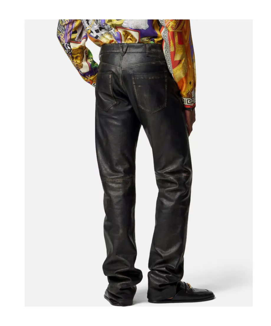 Versace Distressed Leather Pants
