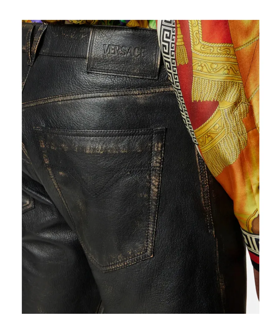 Versace Distressed Leather Pants