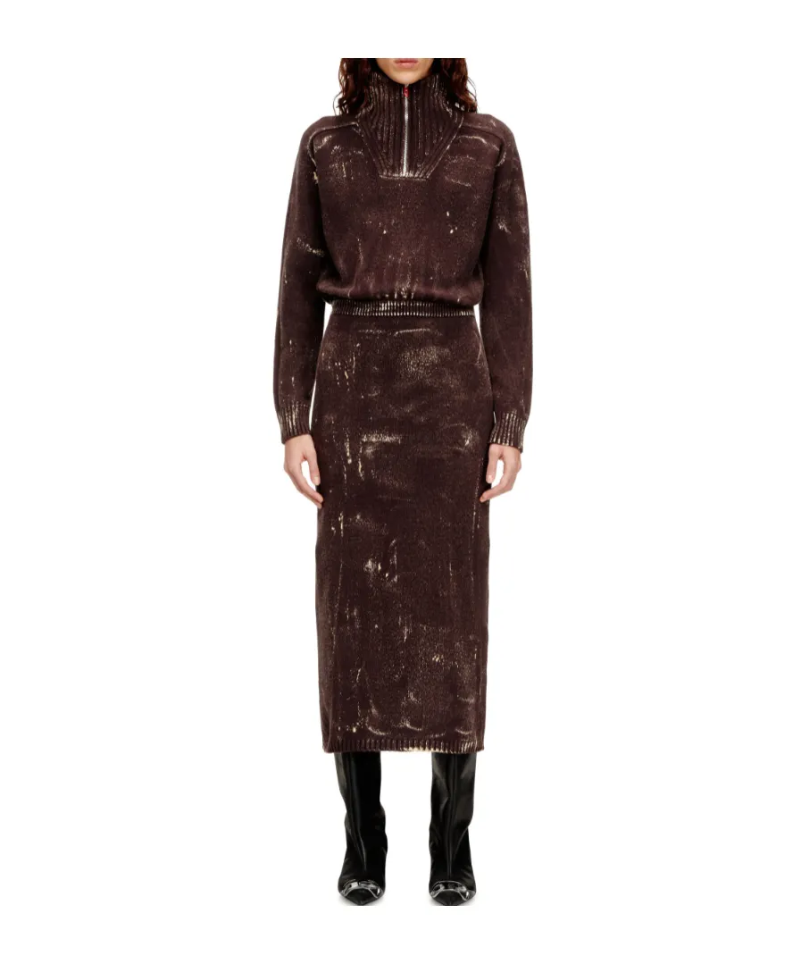 M-Marcelle Zipped Turtleneck Midi Dress