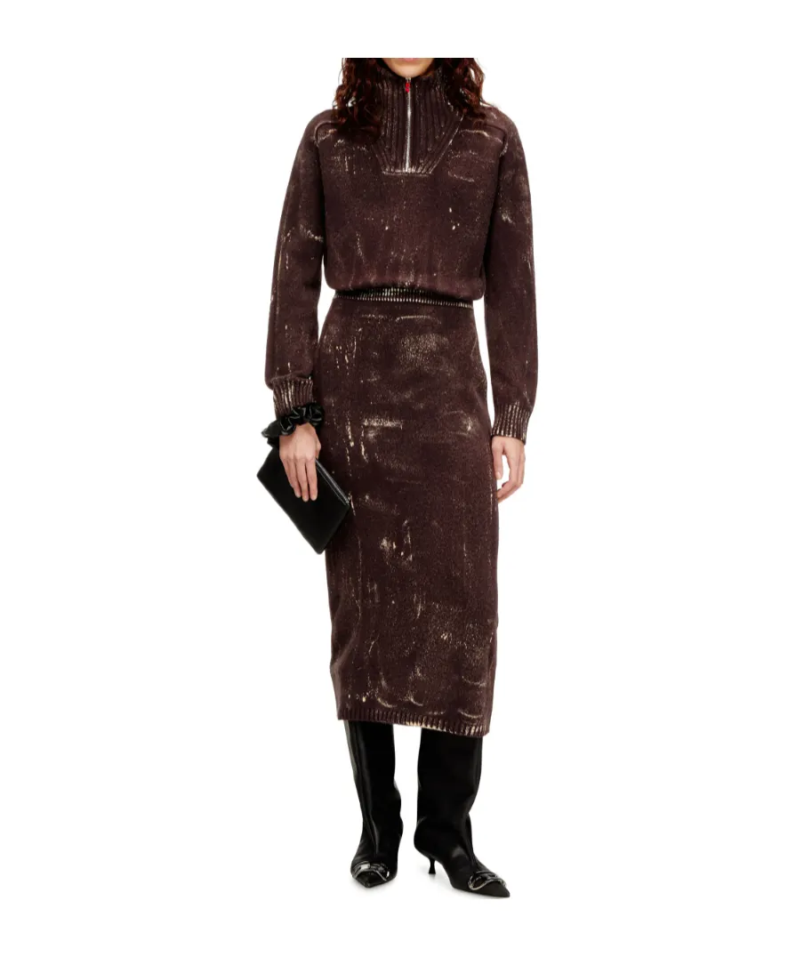 M-Marcelle Zipped Turtleneck Midi Dress