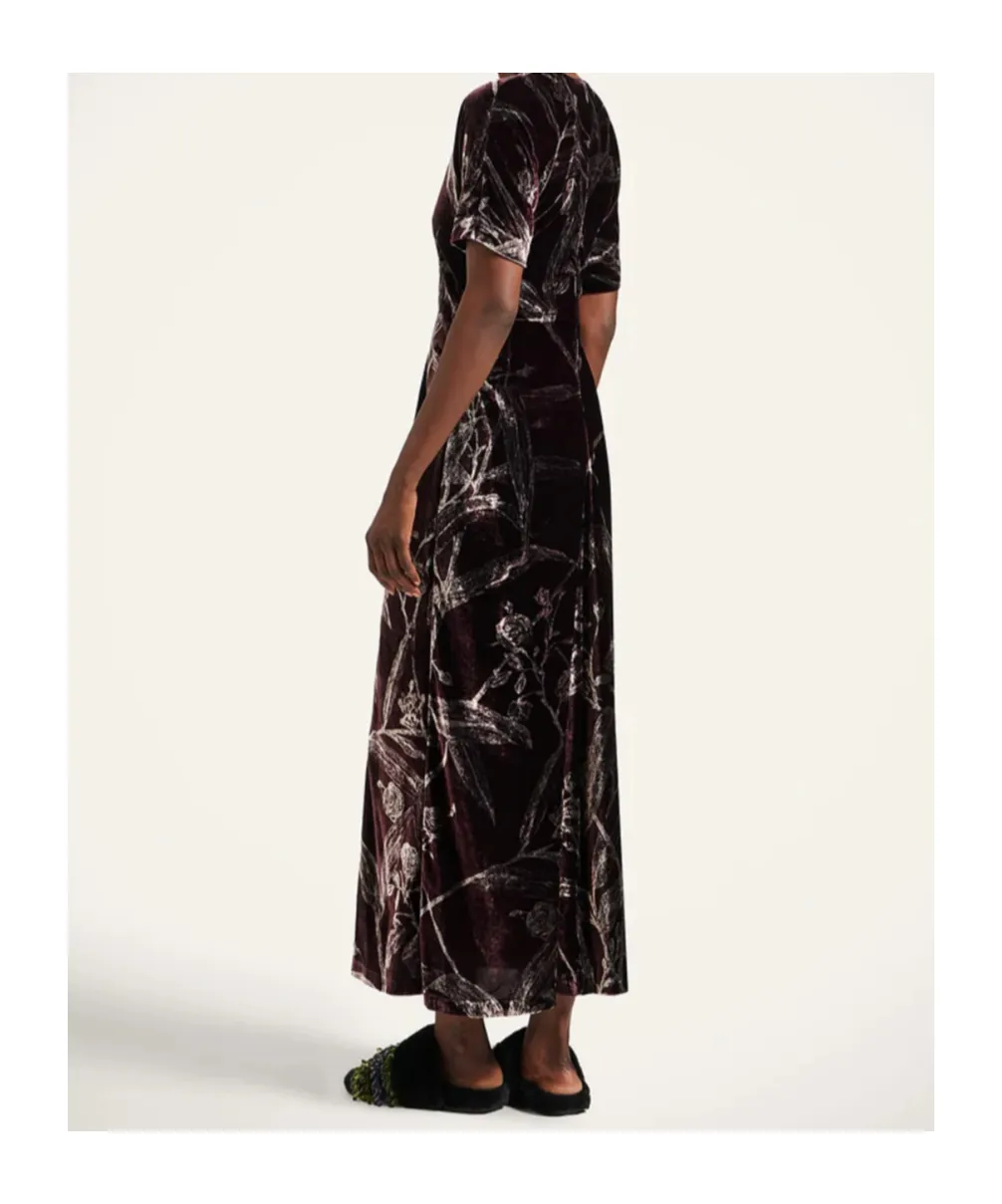 Velvet Floral-Print Dress
