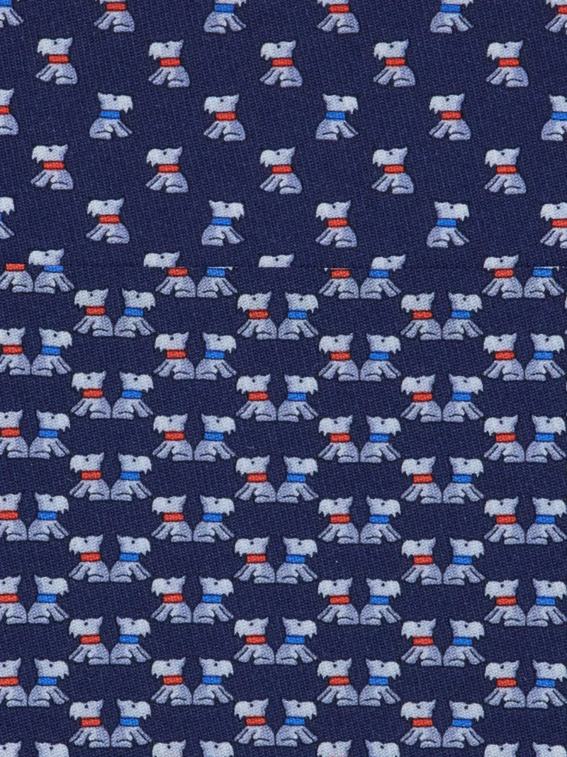 Terrier Print Silk Tie