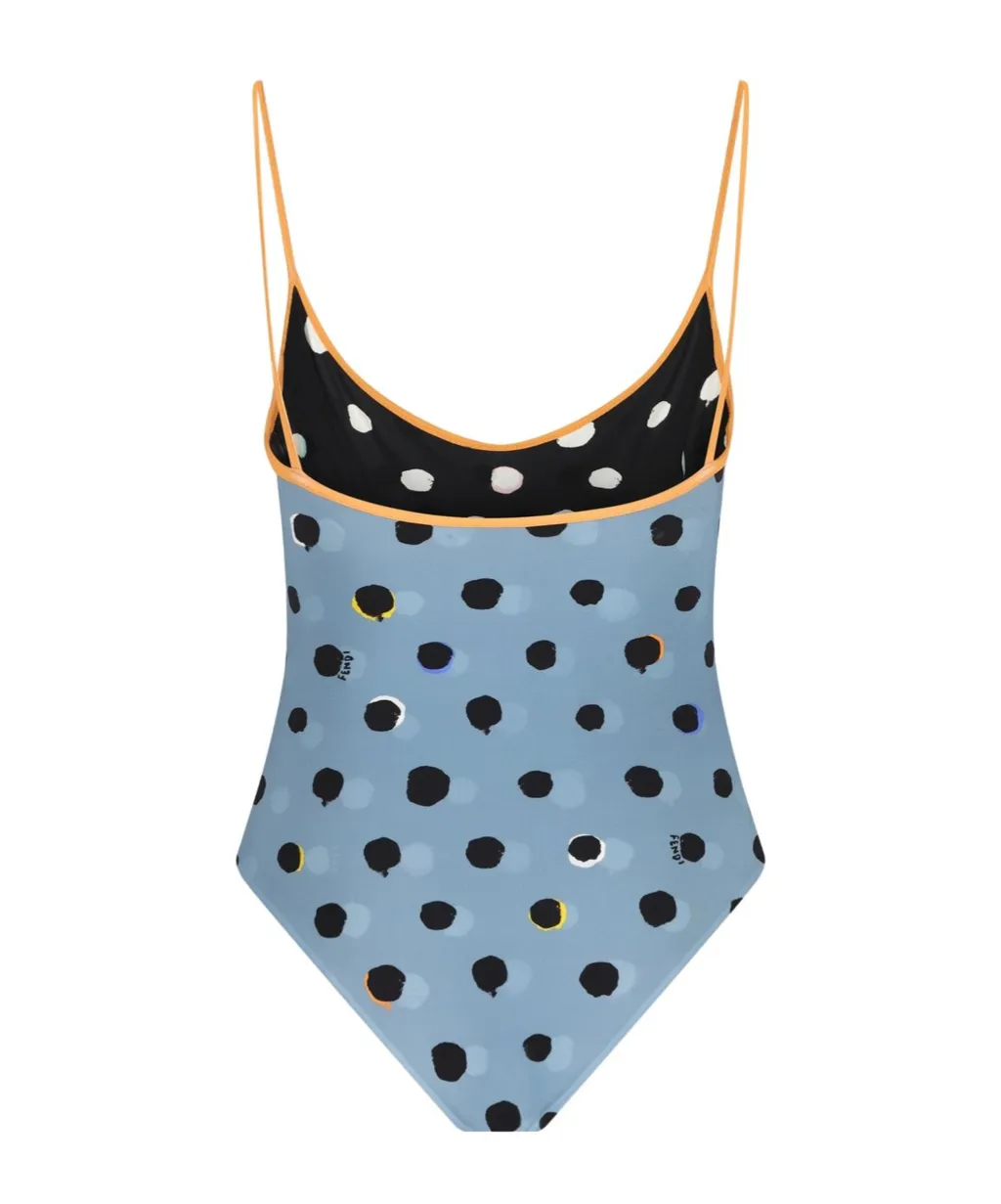 Fendi Polka Dot Printed One-Piece Swimsuit