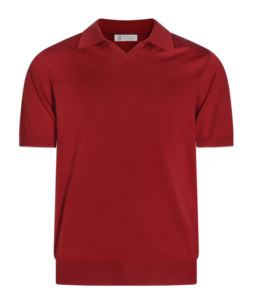 Brunello Cucinelli Short Sleeved Ribbed Polo Shirt