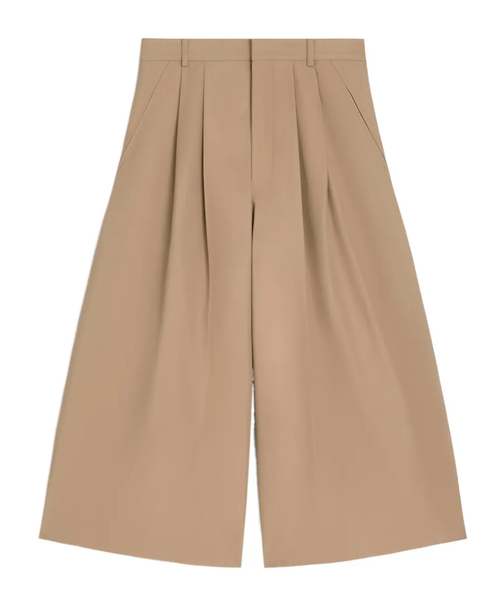 Montauk Cropped Trousers In Cotton And Wool Gabardine