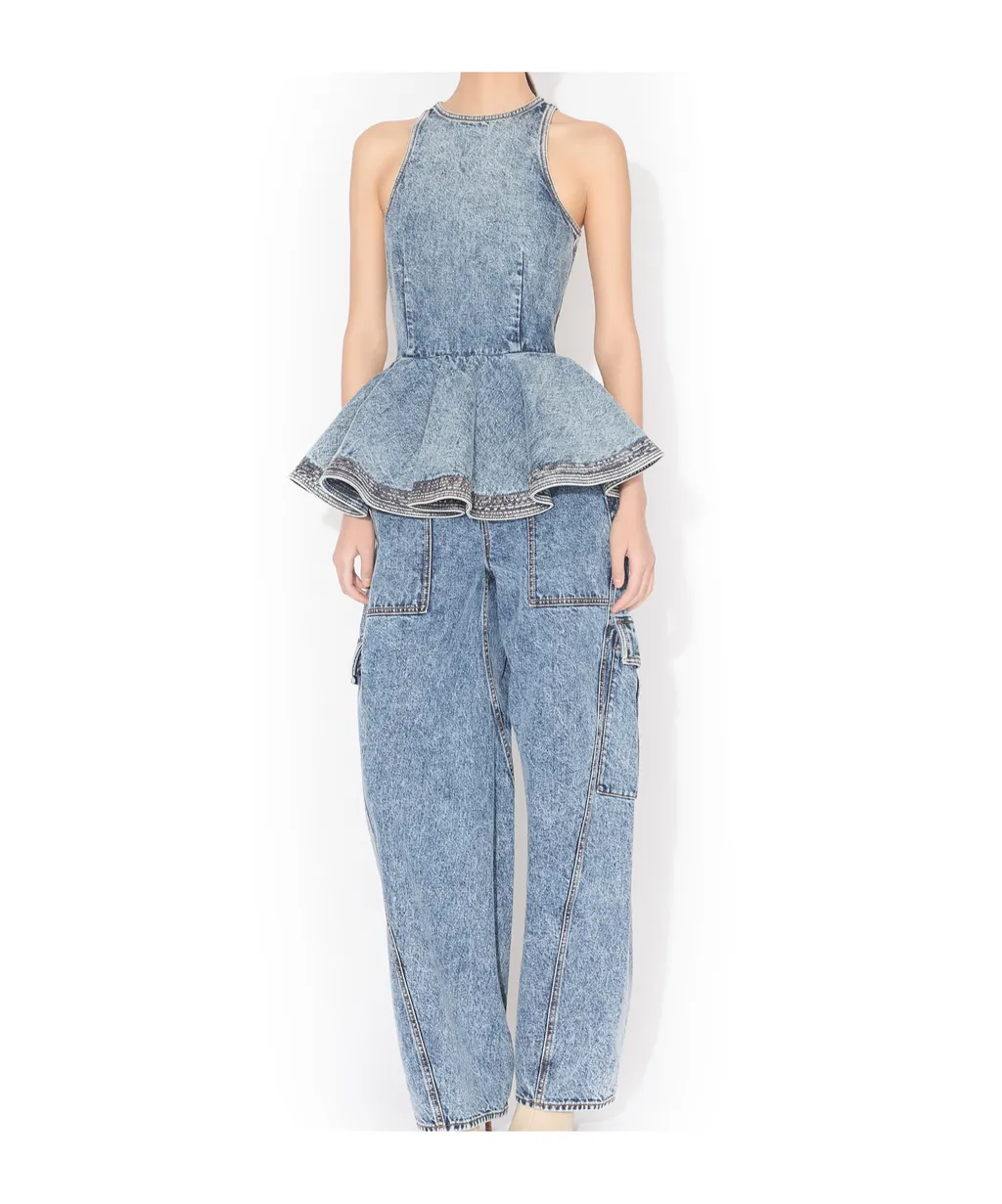 Peplum Denim Top