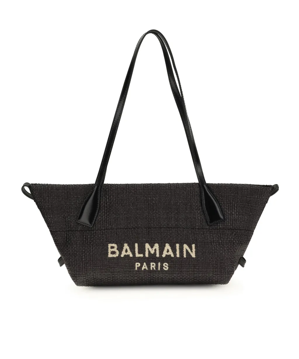 Balmain Logo Embroidered Small Track Tote Bag