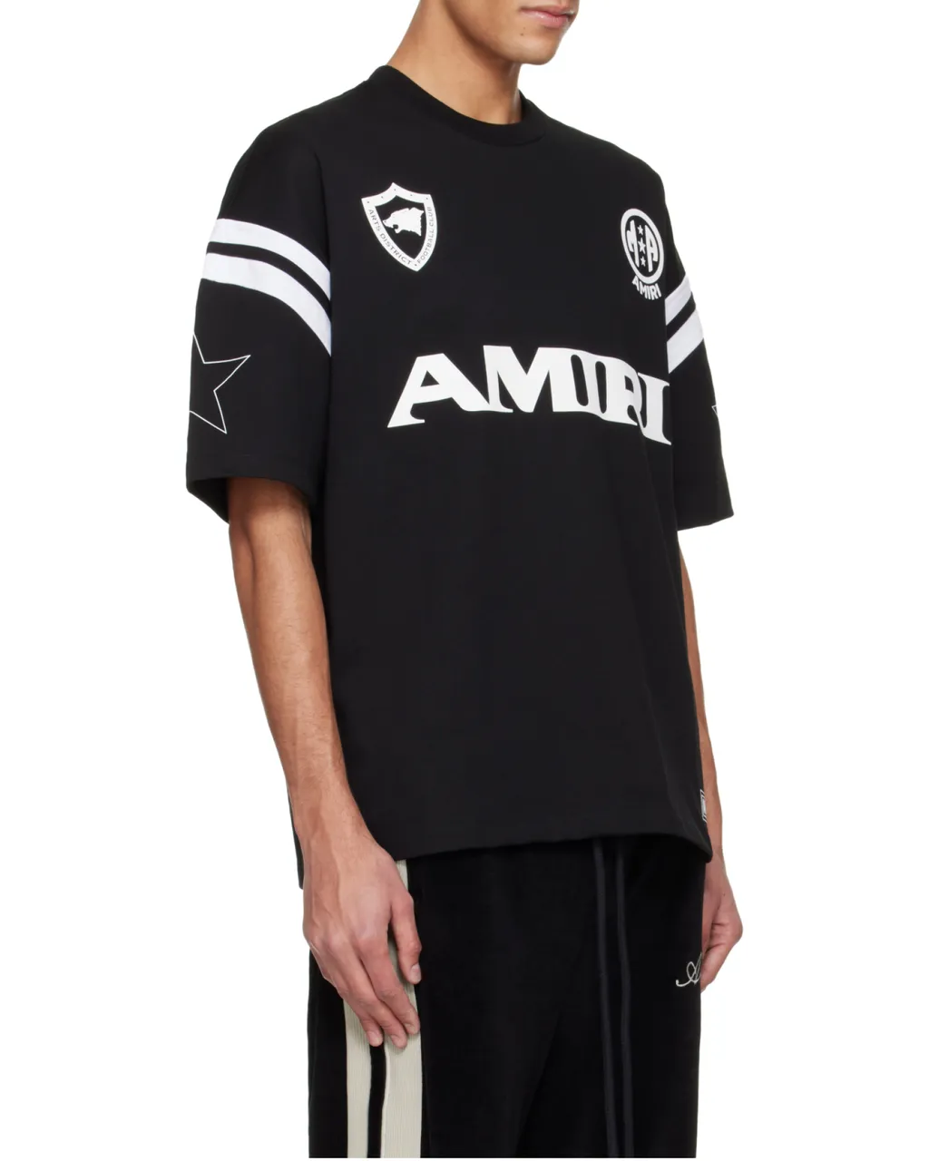 Amiri Logo Stripe-Detailed Crewneck T-Shirt