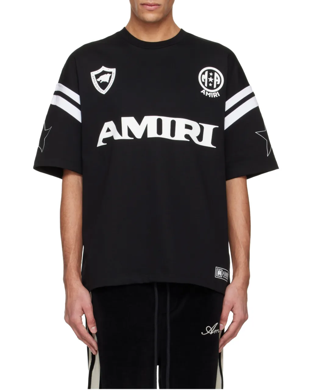 Amiri Logo Stripe-Detailed Crewneck T-Shirt
