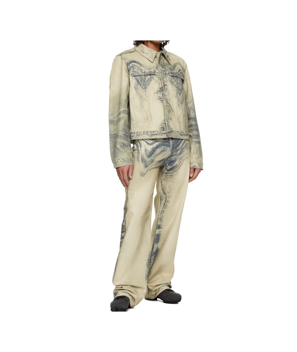 Distorted Print Denim Jacket