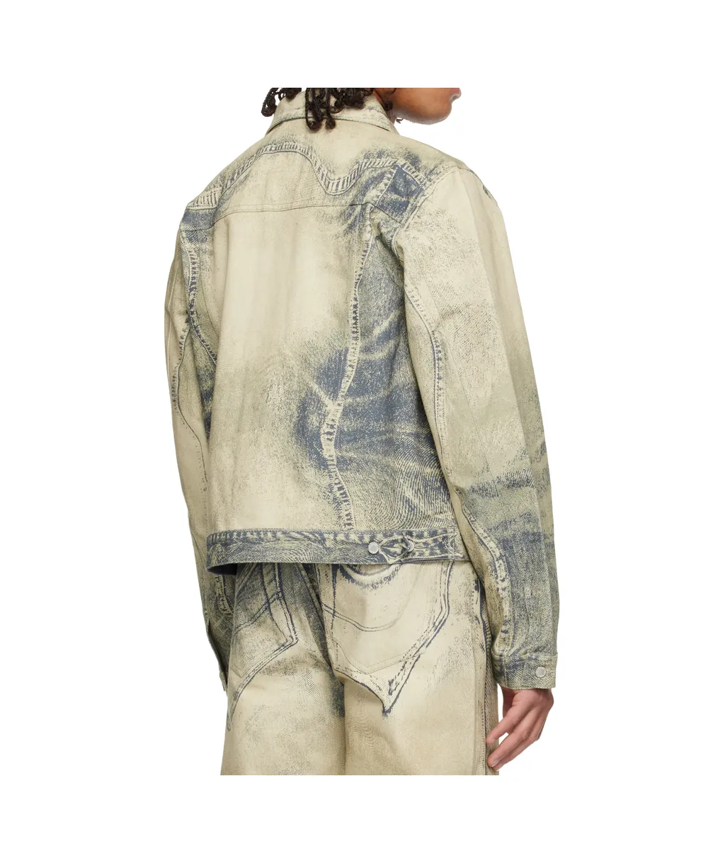 Distorted Print Denim Jacket