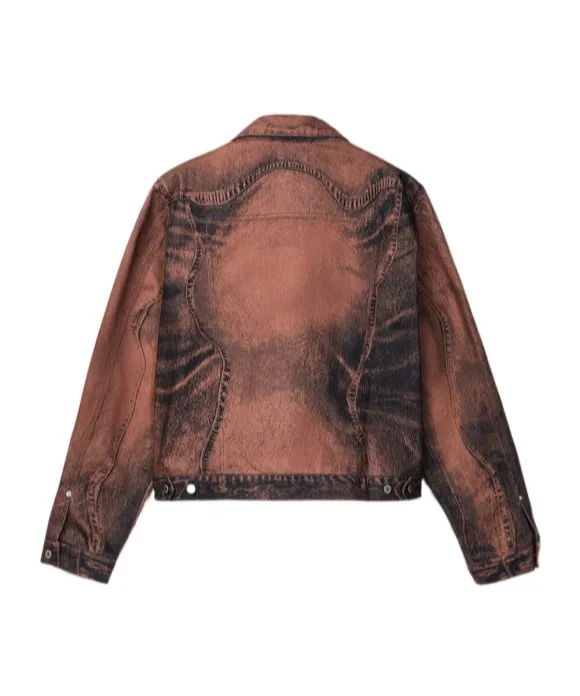 Distorted Print Denim Jacket
