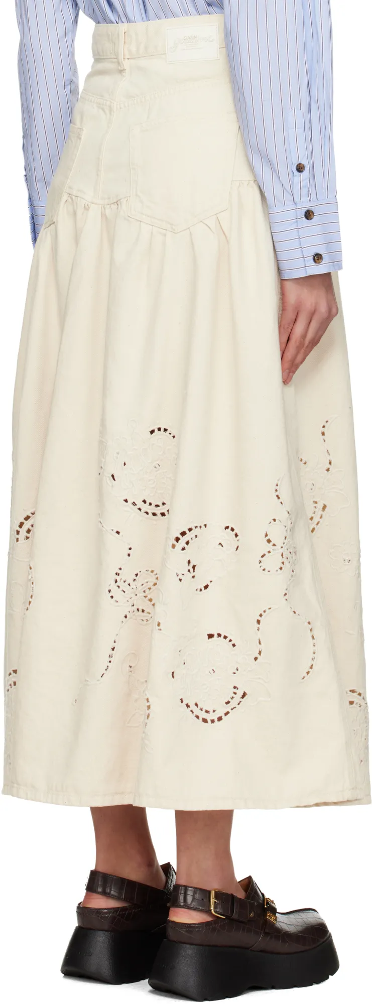 Embroidered Denim Skirt