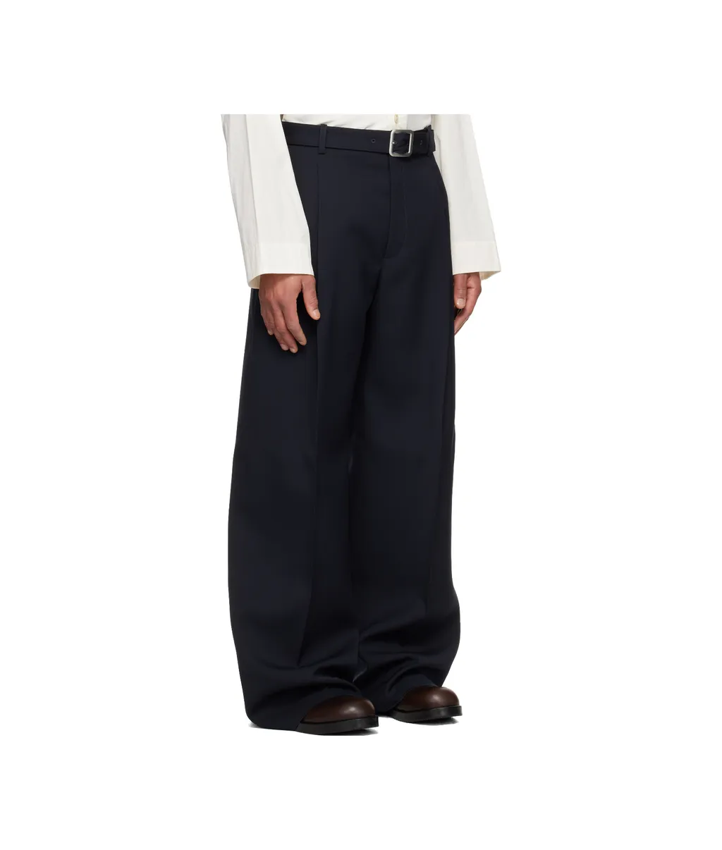 Wool Casual Pants With Belt Loops