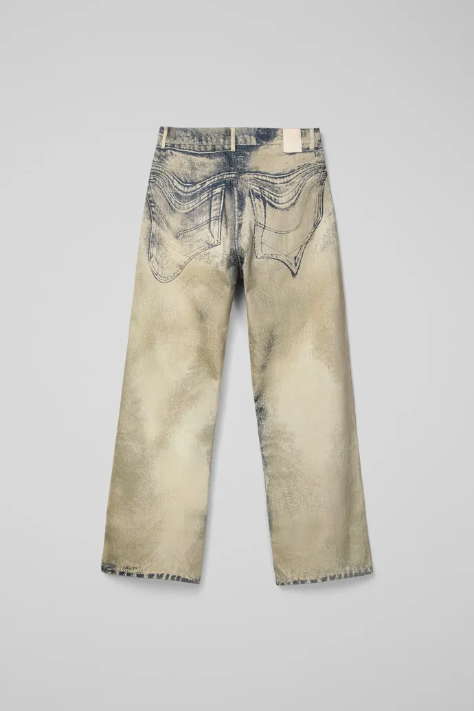 Distorted Print Jeans