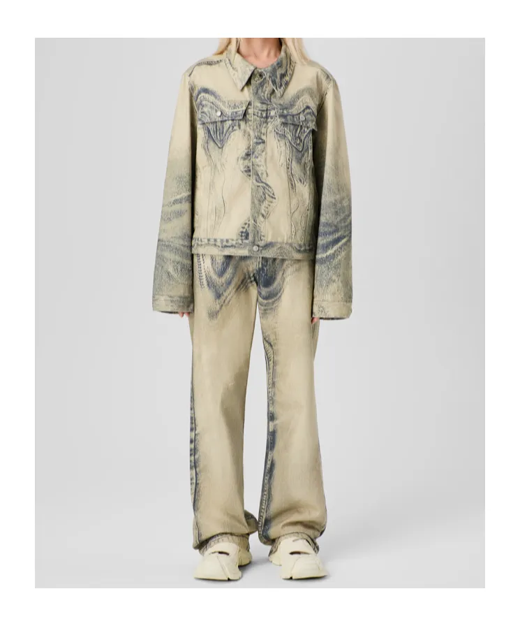 Distorted Print Jeans