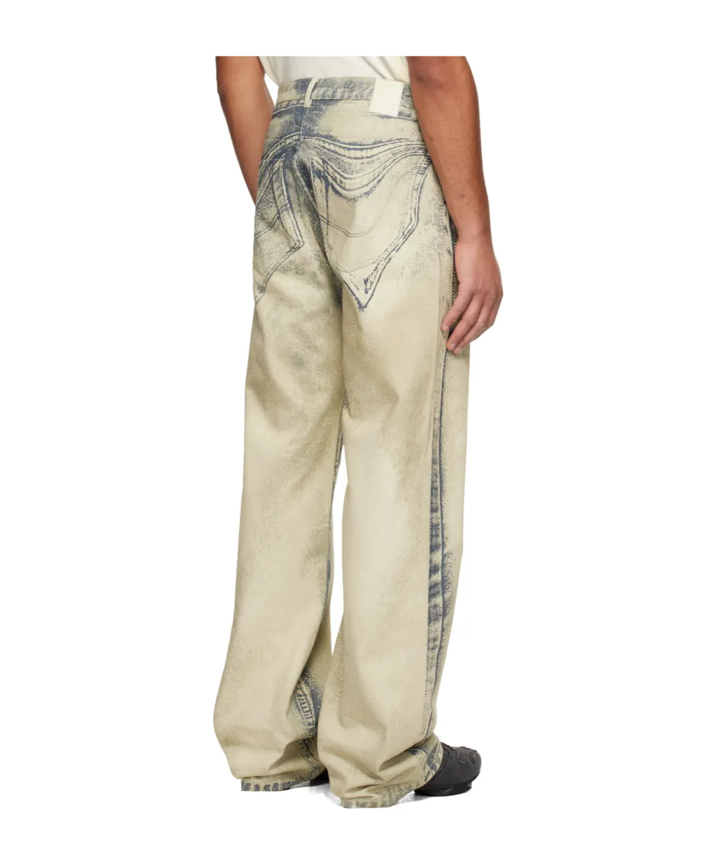 Distorted Print Jeans