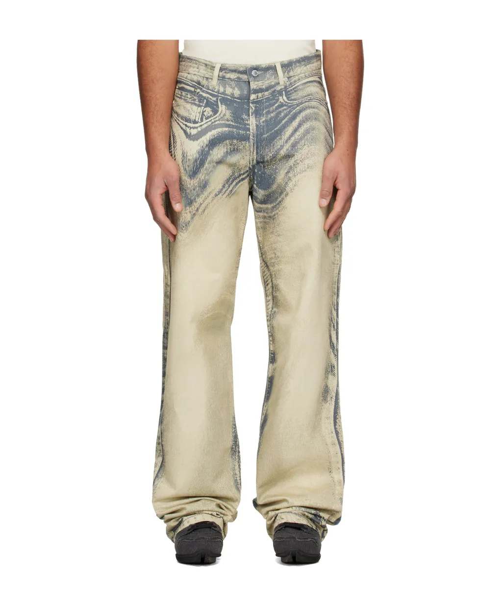 Distorted Print Jeans