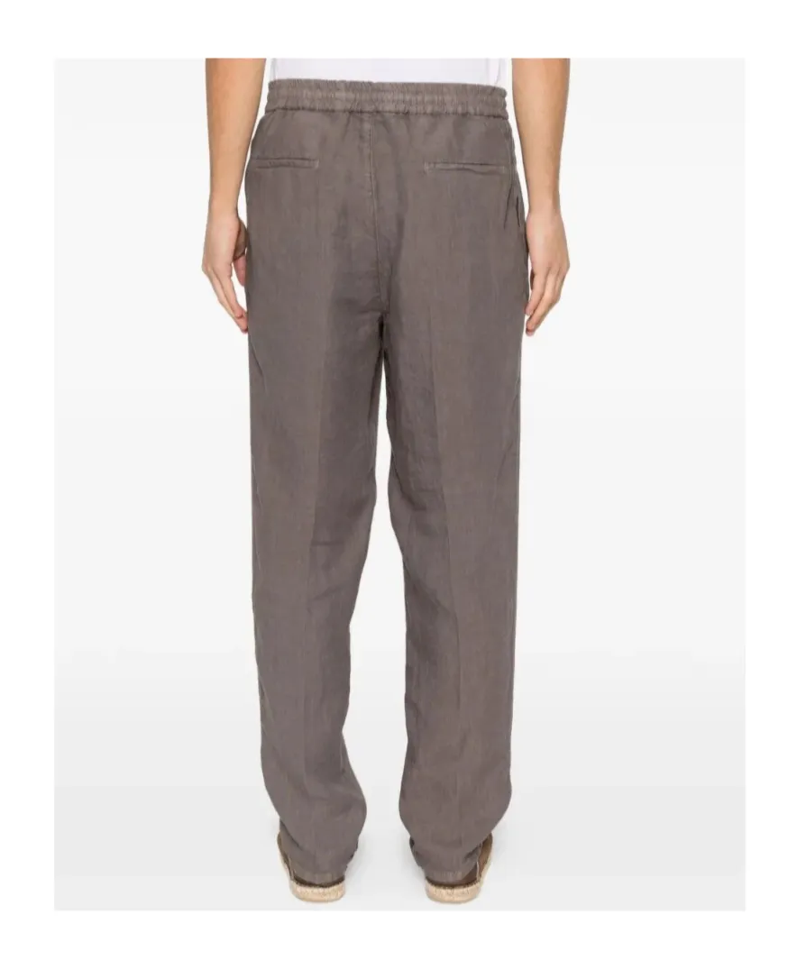 Drawstring-Fastening Pleated Trousers