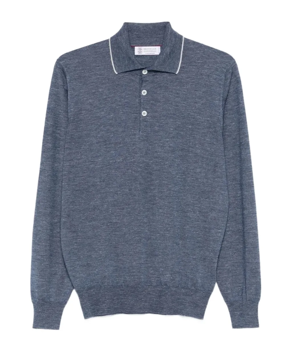Button-Up Ribbed-Knit Polo Shirt