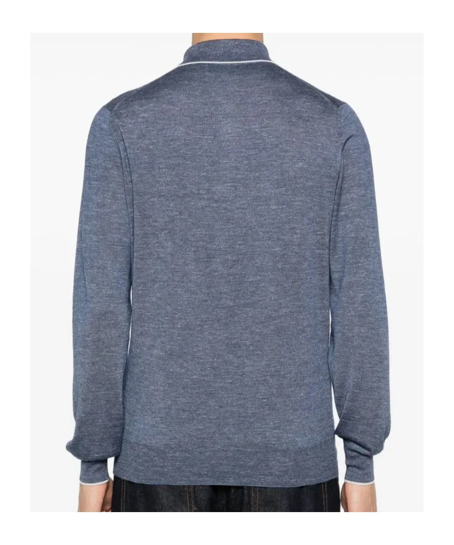 Button-Up Ribbed-Knit Polo Shirt