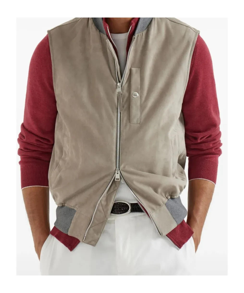 Suede Chest-Pocket Gilet