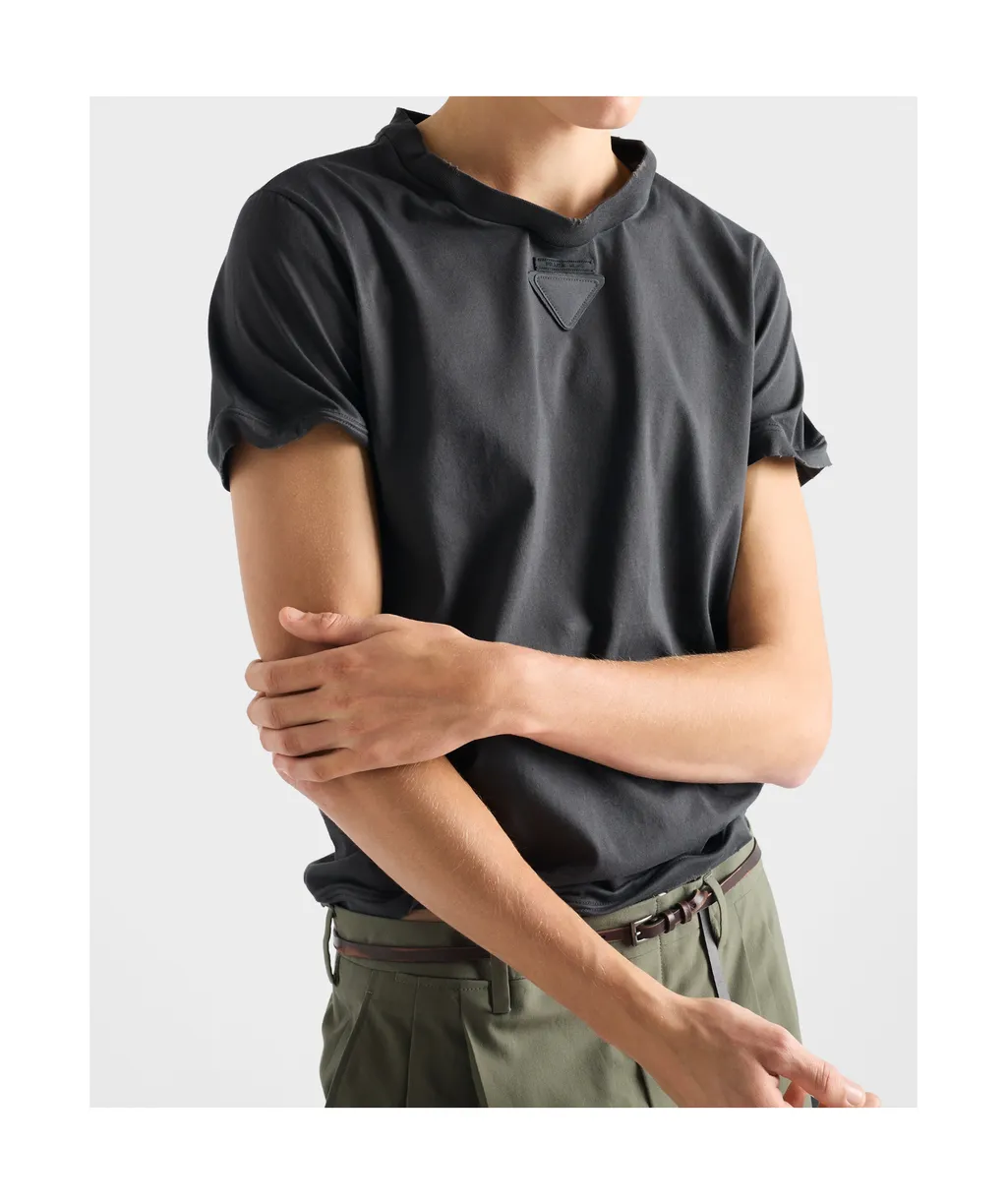 Prada Triangle-Patch Crewneck T-Shirt