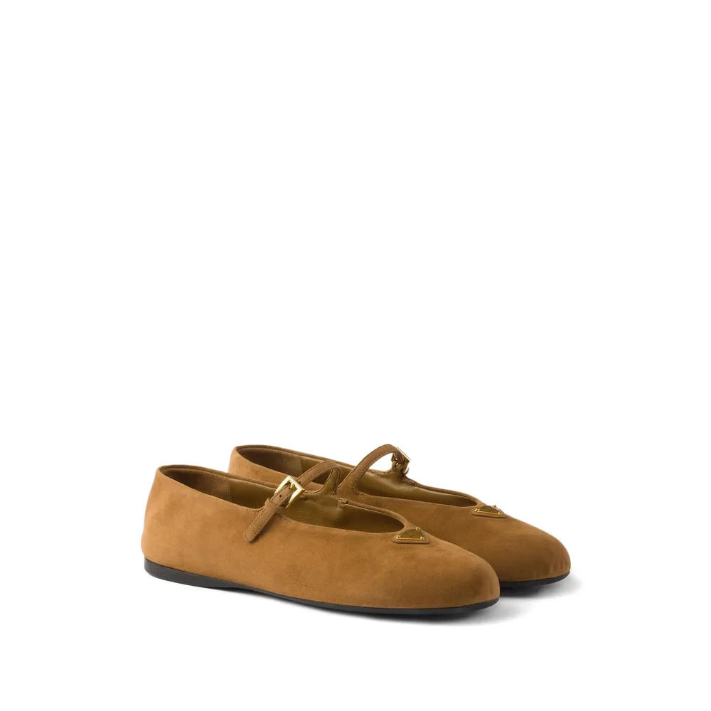 Prada Logo Plaque Ballerina Shoes