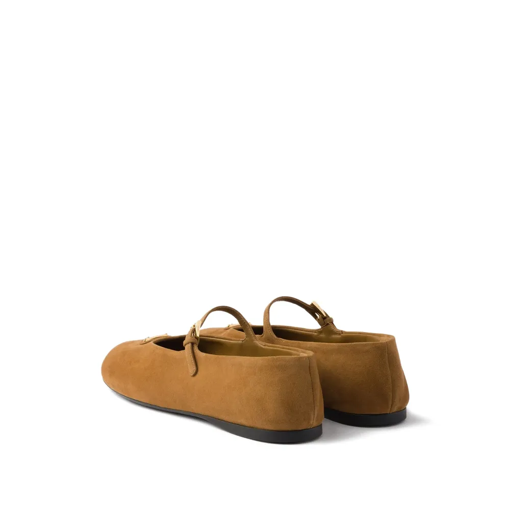Prada Logo Plaque Ballerina Shoes