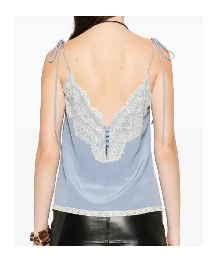 Lace-Trim V-Neck Top