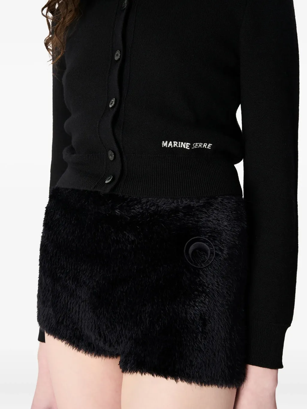 Marine Serre - Women Merino Wool Knit Cropped Cardigan