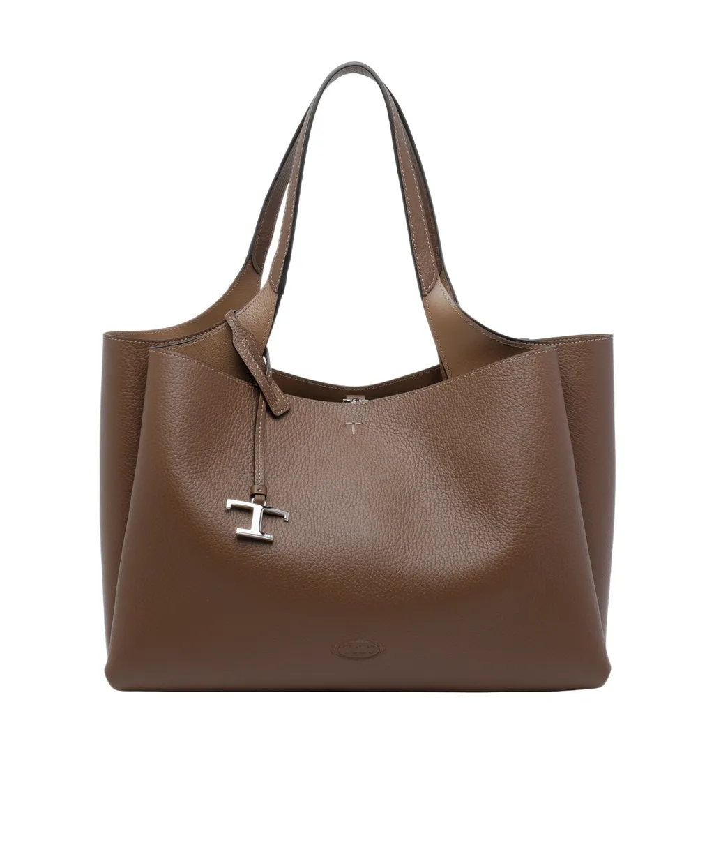 Tod's T Timeless Logo Embossed Medium Tote Bag