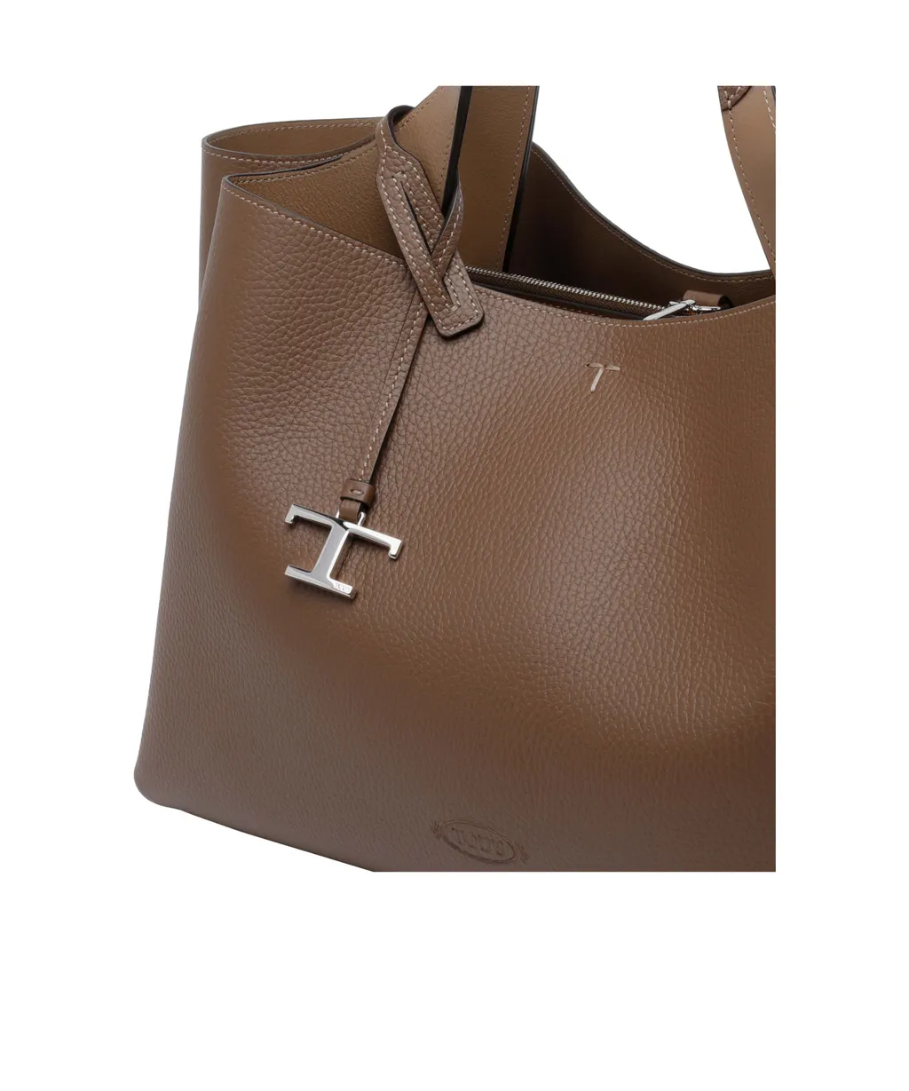 Tod's T Timeless Logo Embossed Medium Tote Bag