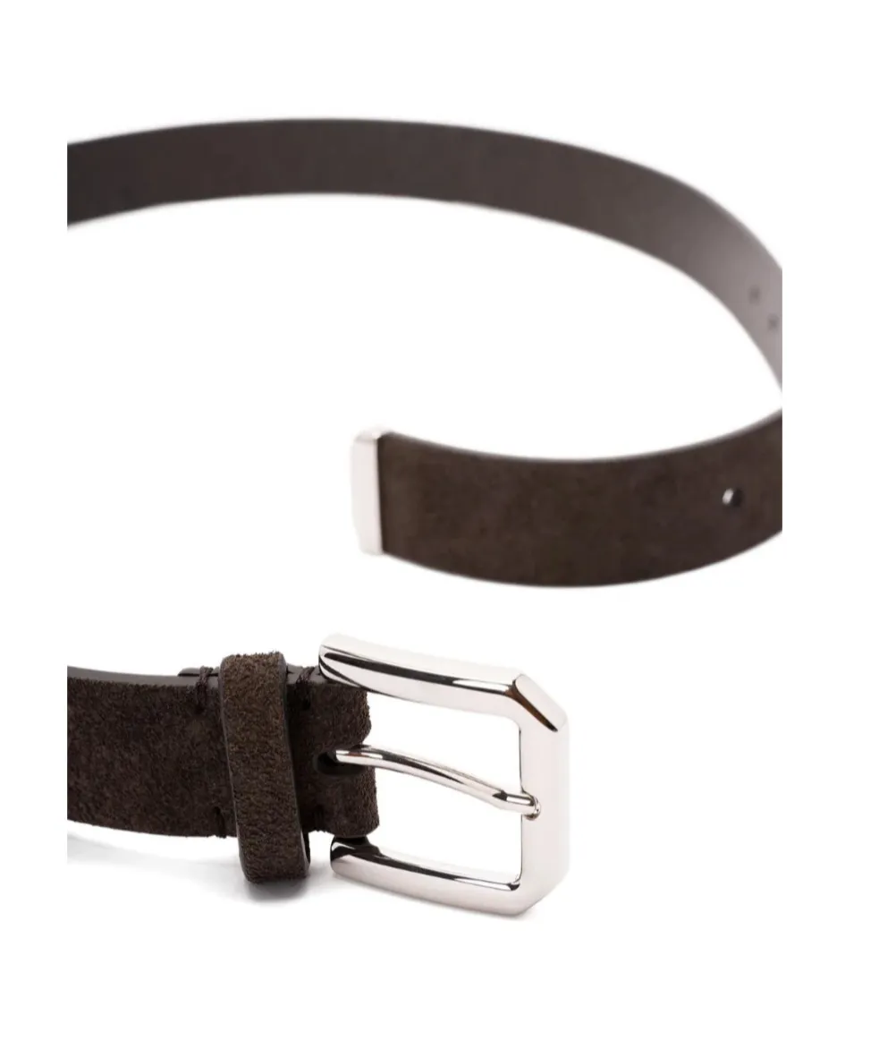 Silver-Buckle Leather Belt